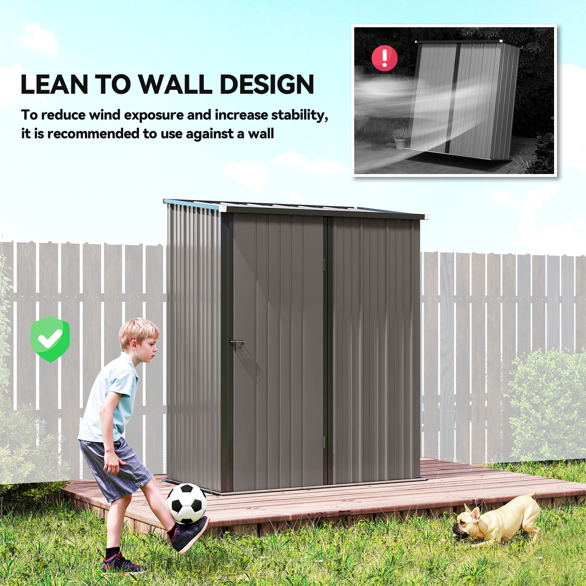 5' x 3' Outdoor Steel Storage Shed - Light Grey-Patio & Garden > Lawn & Garden > Sheds-DECOROLALA