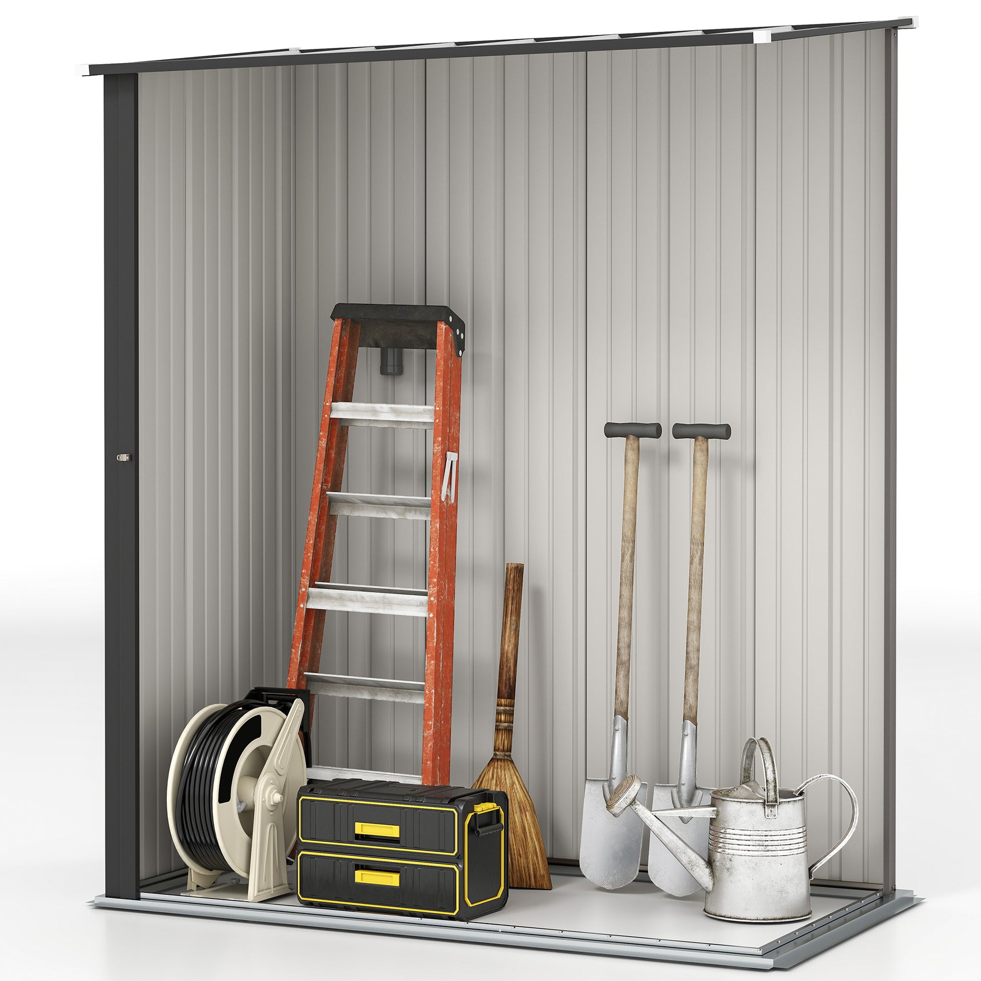 5' x 3' Outdoor Steel Storage Shed - Light Grey-Patio & Garden > Lawn & Garden > Sheds-DECOROLALA