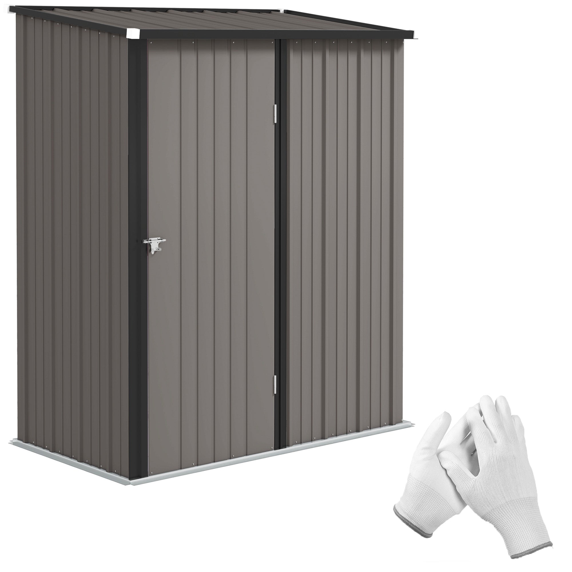 5' x 3' Outdoor Steel Storage Shed - Light Grey-Patio & Garden > Lawn & Garden > Sheds-DECOROLALA