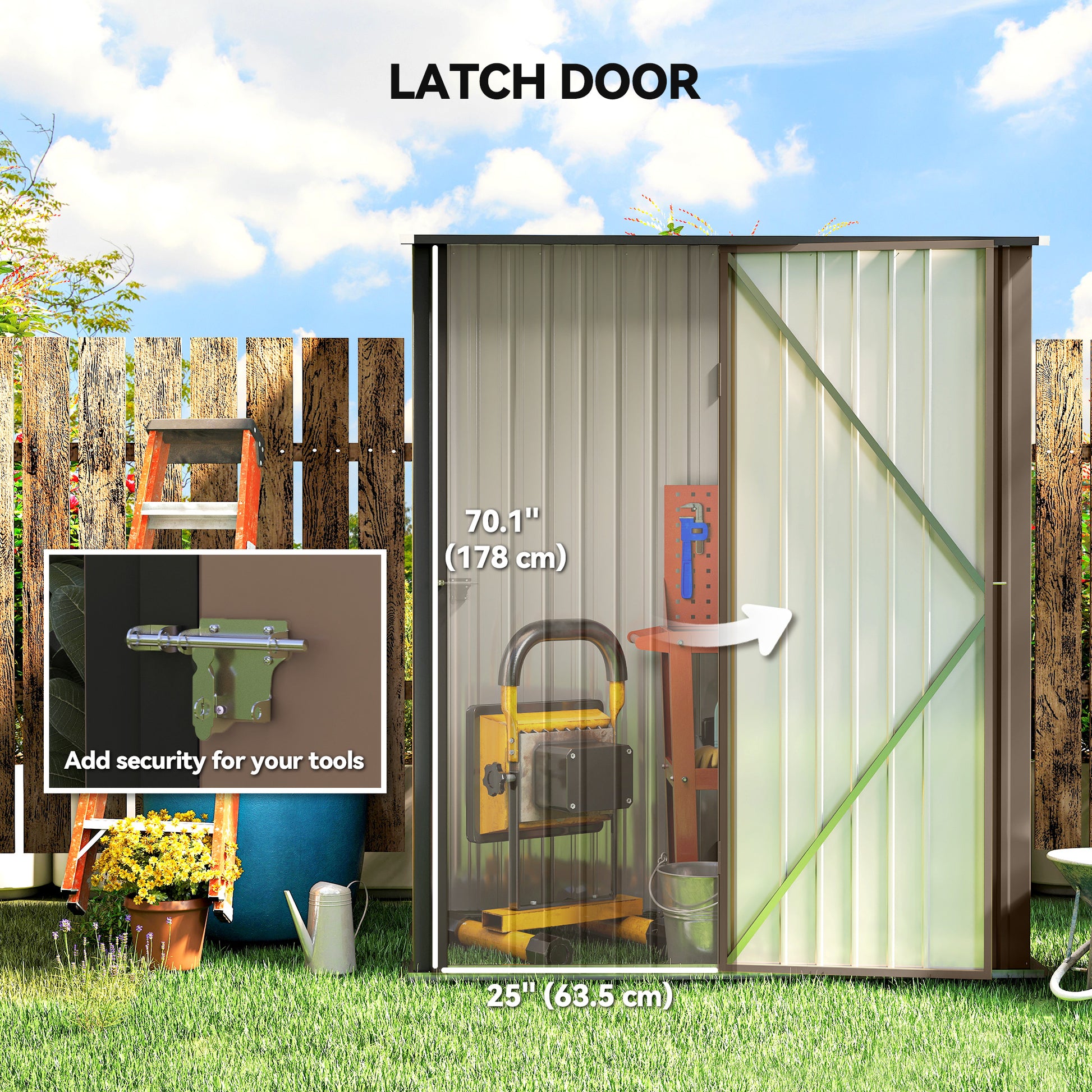 5' x 3' Outdoor Steel Storage Shed - Lockable Brown-Patio & Garden > Lawn & Garden > Sheds-DECOROLALA