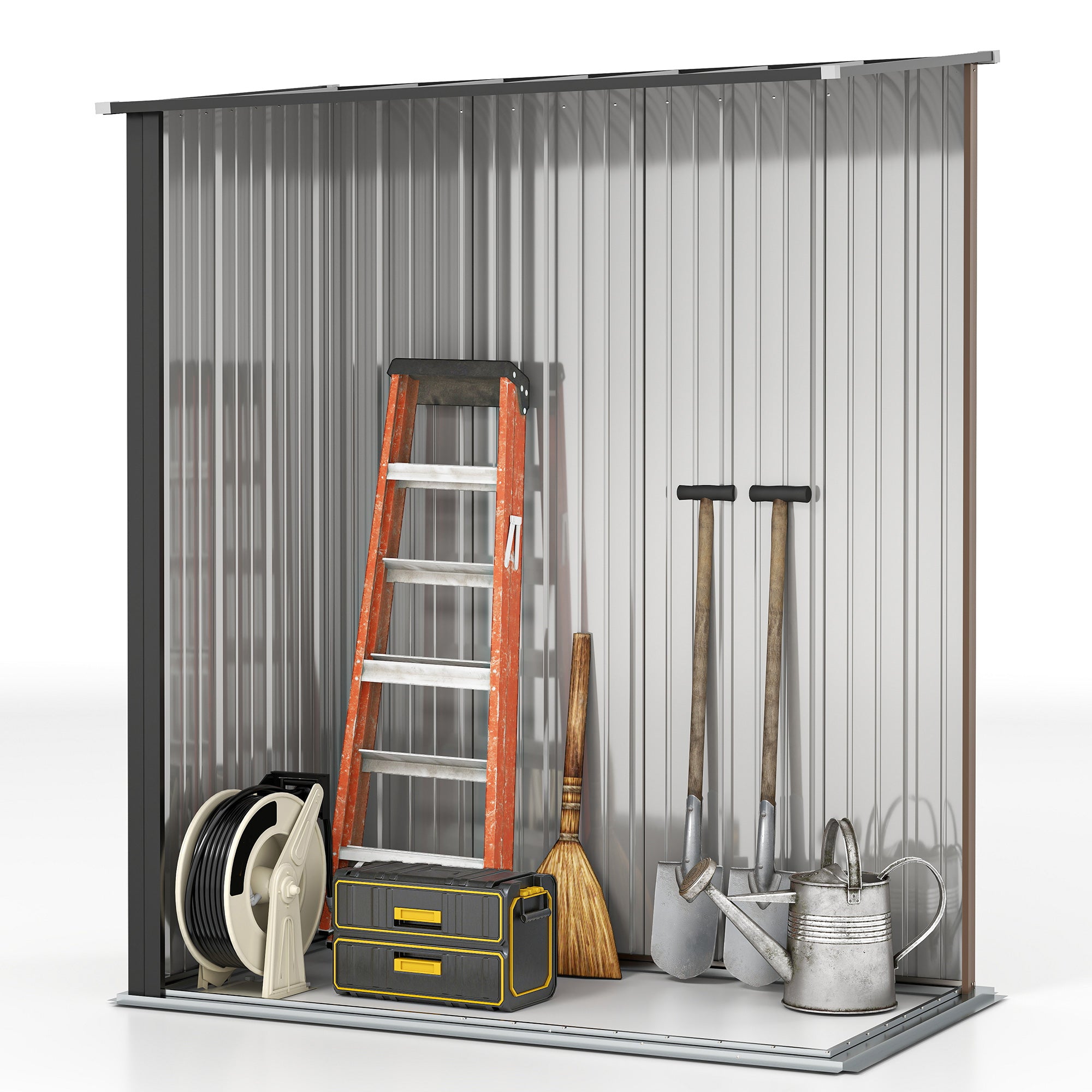 5' x 3' Outdoor Steel Storage Shed - Lockable Brown-Patio & Garden > Lawn & Garden > Sheds-DECOROLALA