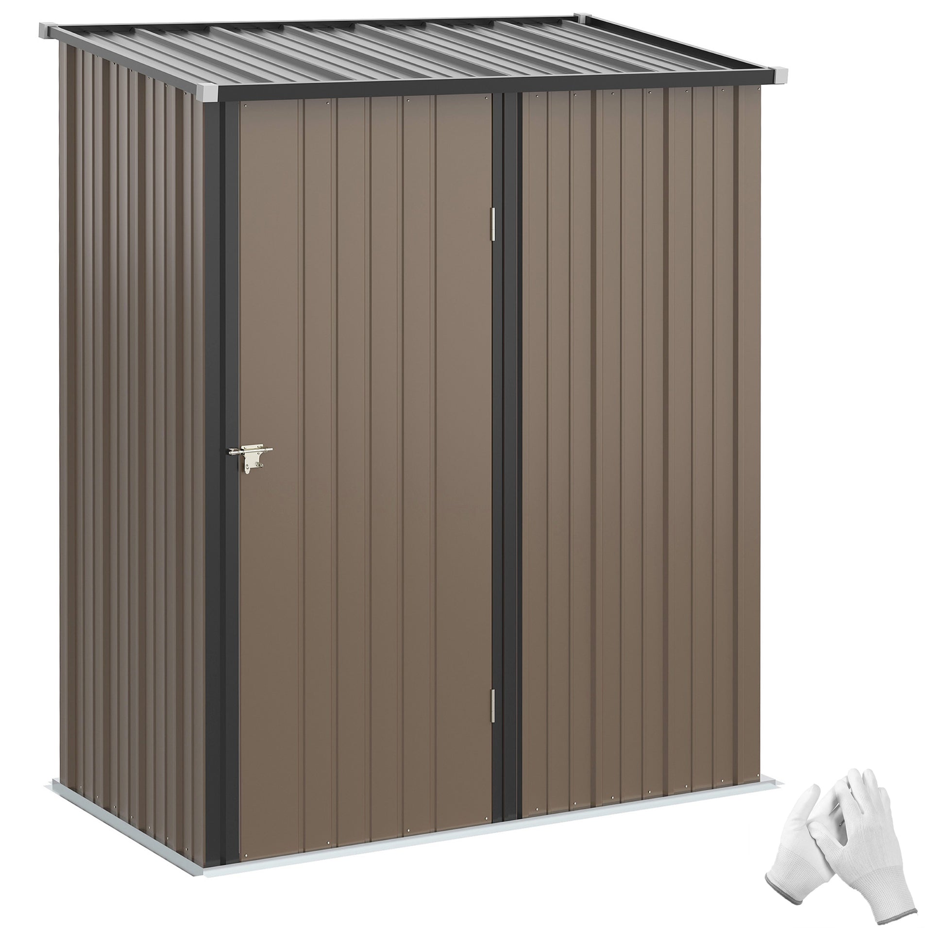 5' x 3' Outdoor Steel Storage Shed - Lockable Brown-Patio & Garden > Lawn & Garden > Sheds-DECOROLALA