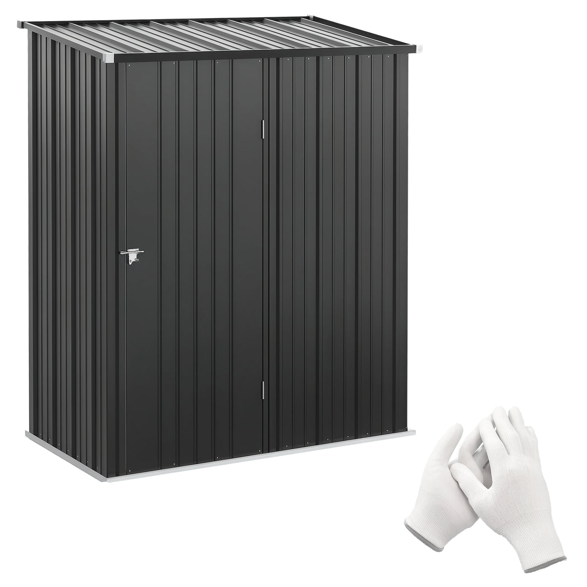 5' x 3' Outdoor Storage Shed - Black Galvanized Steel-Patio & Garden > Lawn & Garden > Sheds-DECOROLALA