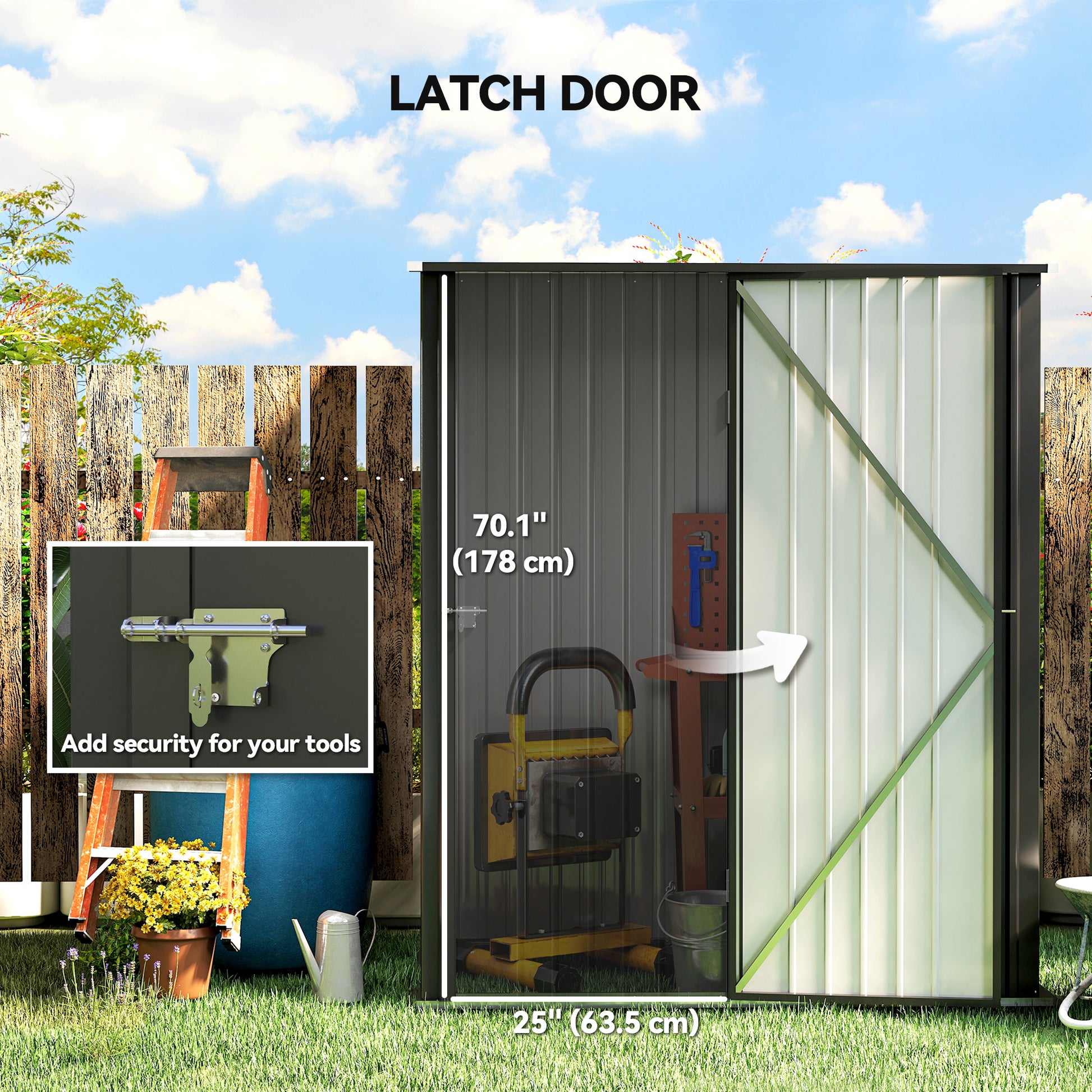 5' x 3' Outdoor Storage Shed - Black Galvanized Steel-Patio & Garden > Lawn & Garden > Sheds-DECOROLALA