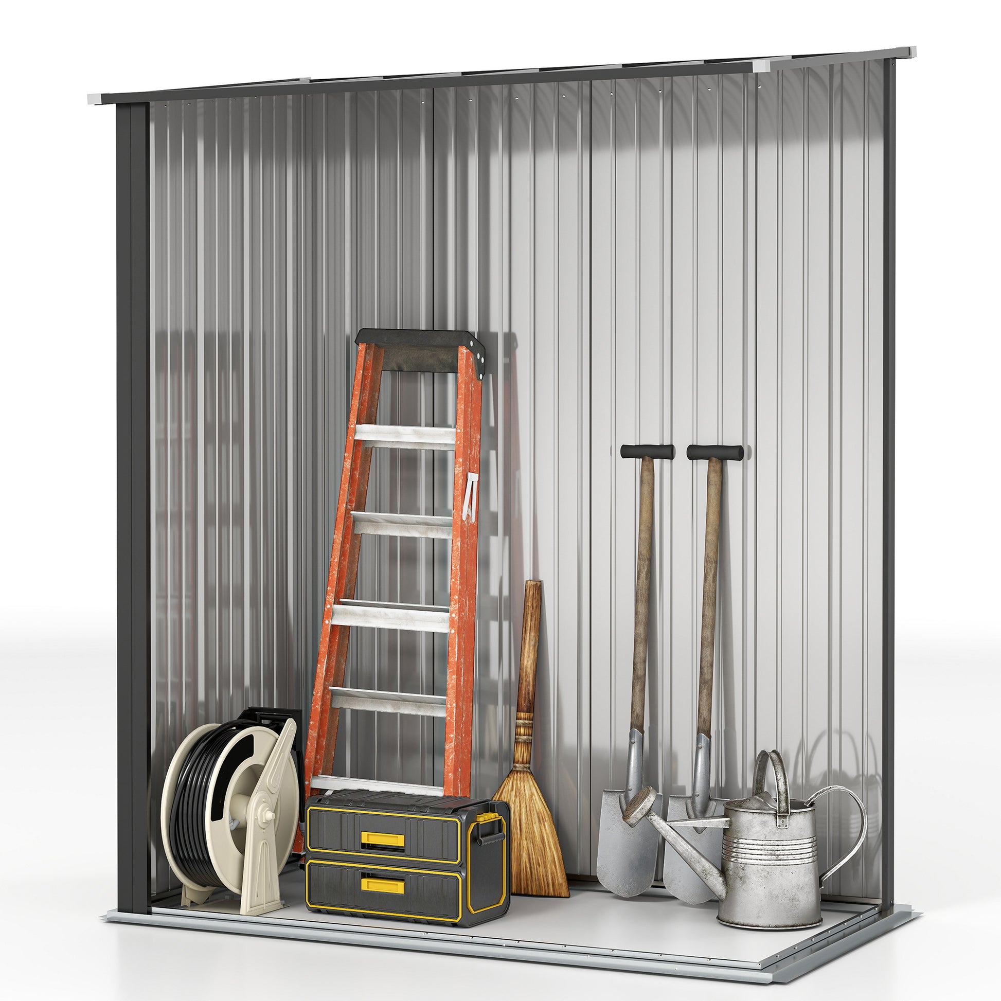 5' x 3' Outdoor Storage Shed - Black Galvanized Steel-Patio & Garden > Lawn & Garden > Sheds-DECOROLALA