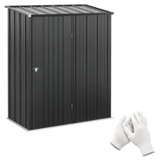 5' x 3' Outdoor Storage Shed - Black Galvanized Steel-Patio & Garden > Lawn & Garden > Sheds-DECOROLALA