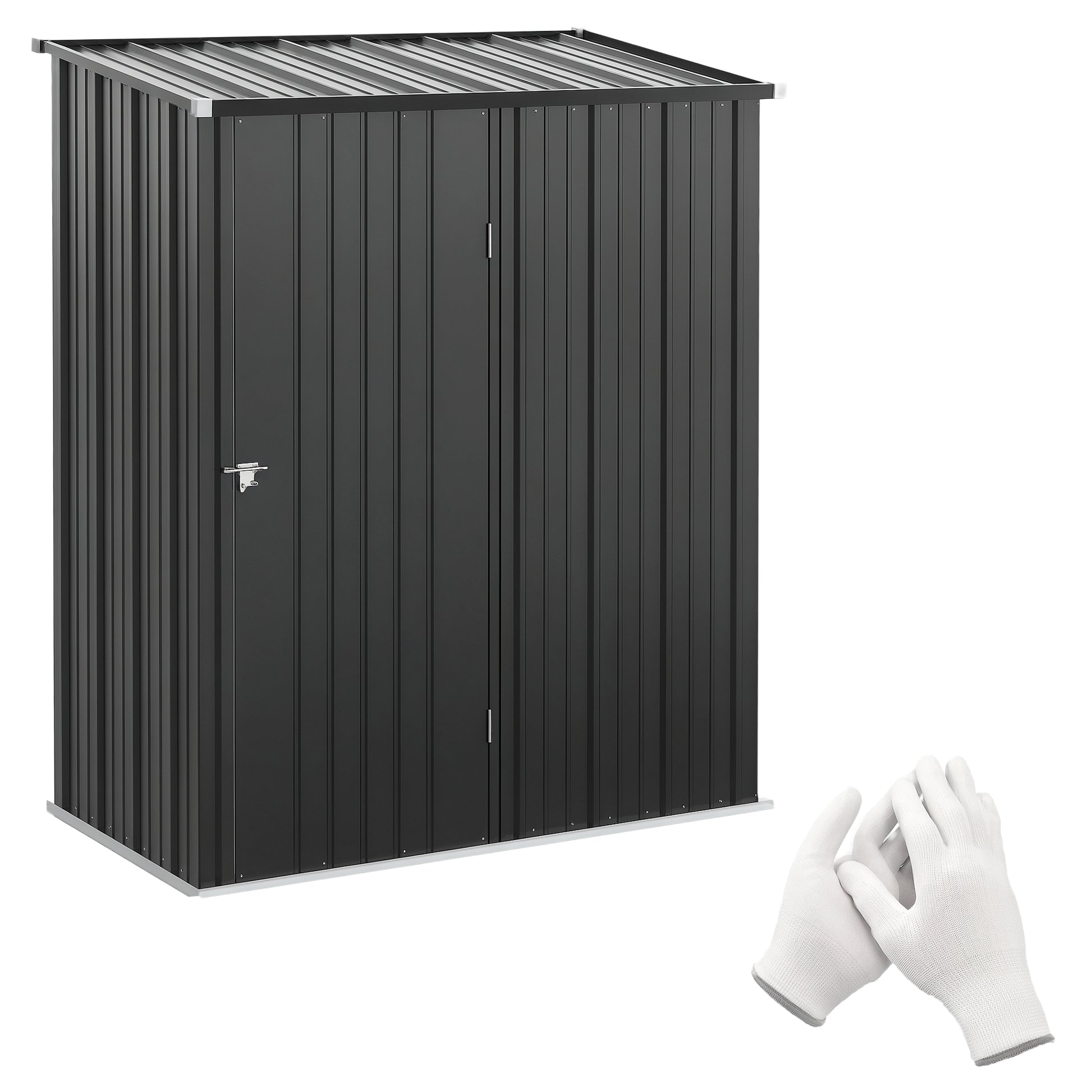 5' x 3' Outdoor Storage Shed - Black Galvanized Steel-Patio & Garden > Lawn & Garden > Sheds-DECOROLALA