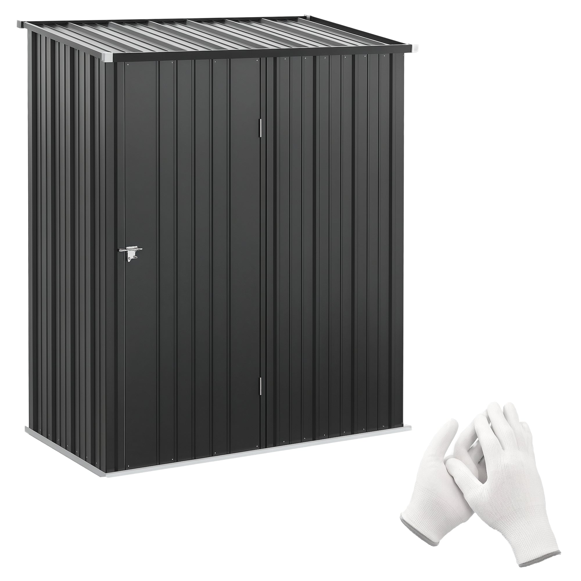 5' x 3' Outdoor Storage Shed - Black Galvanized Steel-Patio & Garden > Lawn & Garden > Sheds-DECOROLALA
