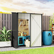 5' x 3' Outdoor Storage Shed - Black Galvanized Steel-Patio & Garden > Lawn & Garden > Sheds-DECOROLALA