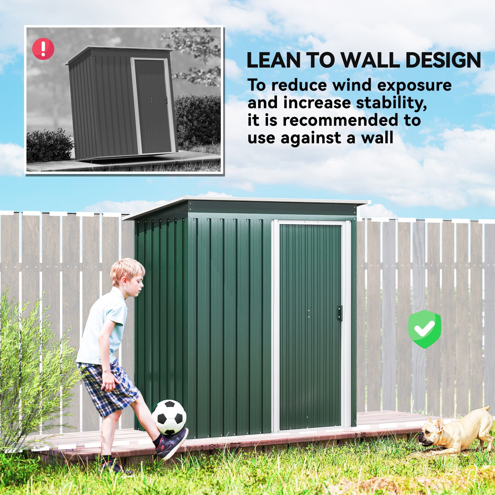 5' x 3' Outdoor Storage Shed - Green Steel Garden Tool Shed-Patio & Garden > Lawn & Garden > Sheds-DECOROLALA