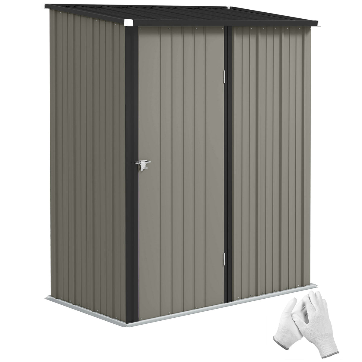 5' x 3' Outdoor Storage Shed - Grey Galvanized Steel-Patio & Garden > Lawn & Garden > Sheds-DECOROLALA