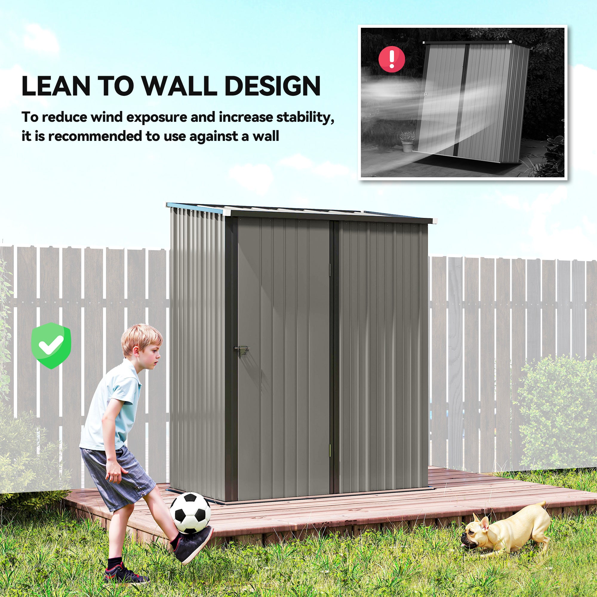 5' x 3' Outdoor Storage Shed - Grey Galvanized Steel-Patio & Garden > Lawn & Garden > Sheds-DECOROLALA