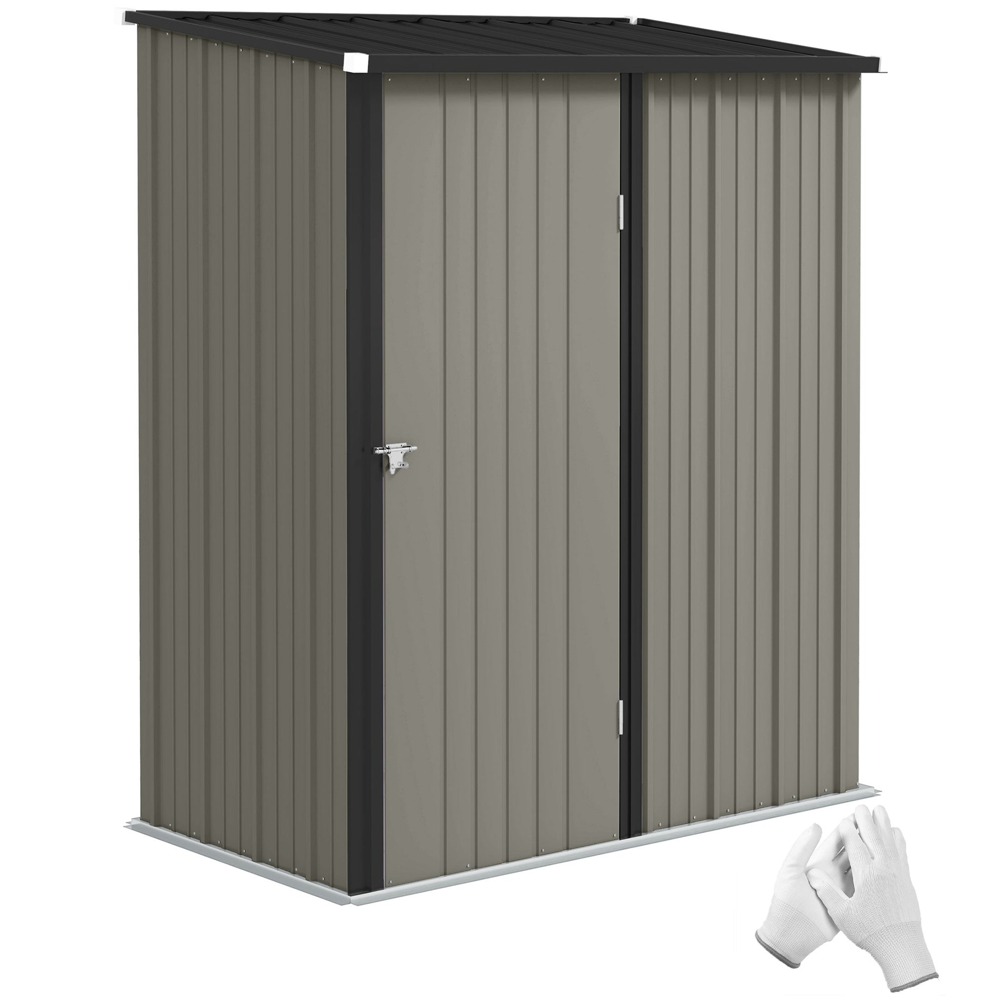 5' x 3' Outdoor Storage Shed - Grey Galvanized Steel-Patio & Garden > Lawn & Garden > Sheds-DECOROLALA