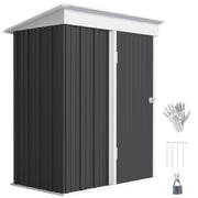 5' x 3' Steel Lean-to Outdoor Storage Shed - Dark Grey-Storage Sheds-DECOROLALA