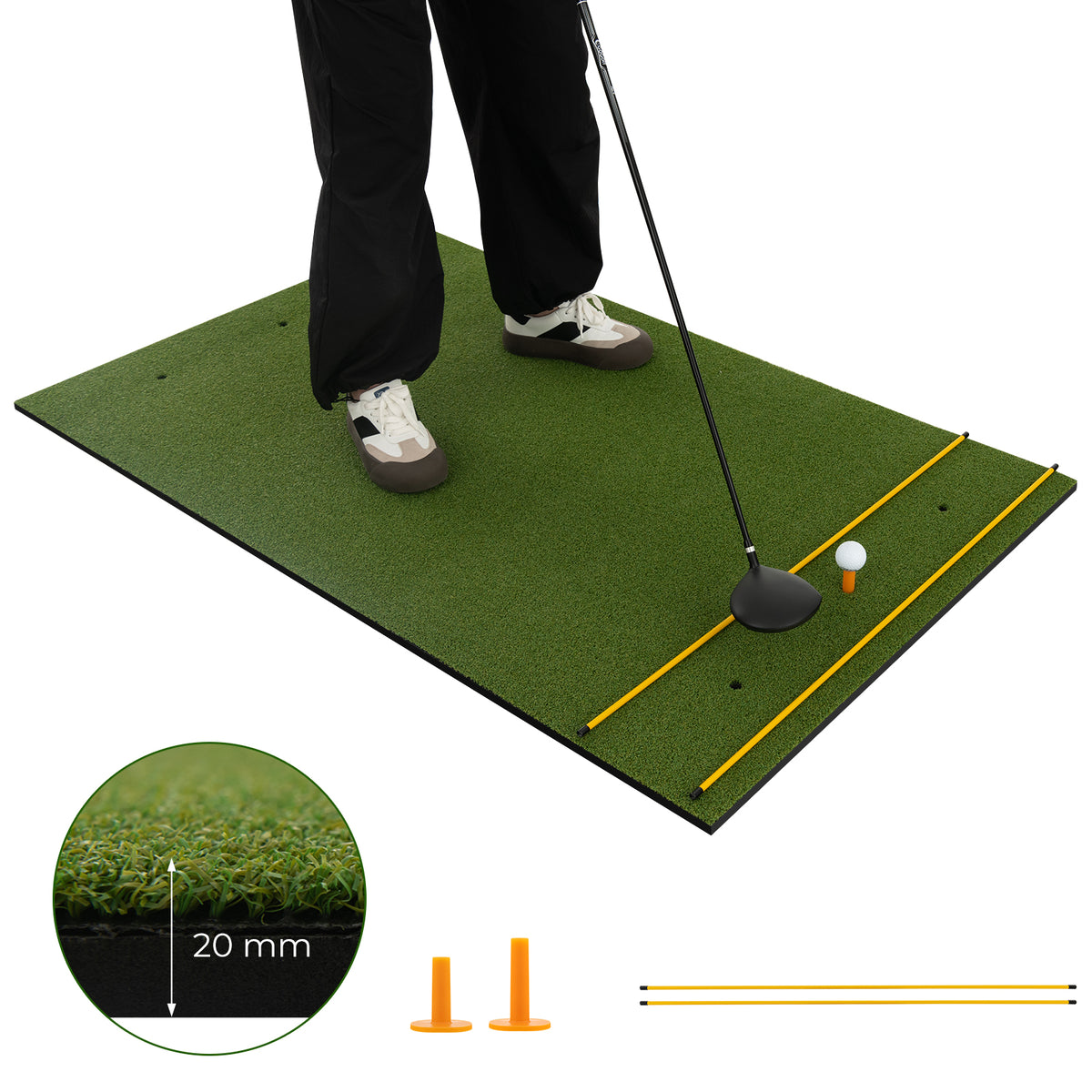 5 x 3 ft Artificial Turf Grass Practice Mat for Indoors and Outdoors-20mm-Golf-DECOROLALA