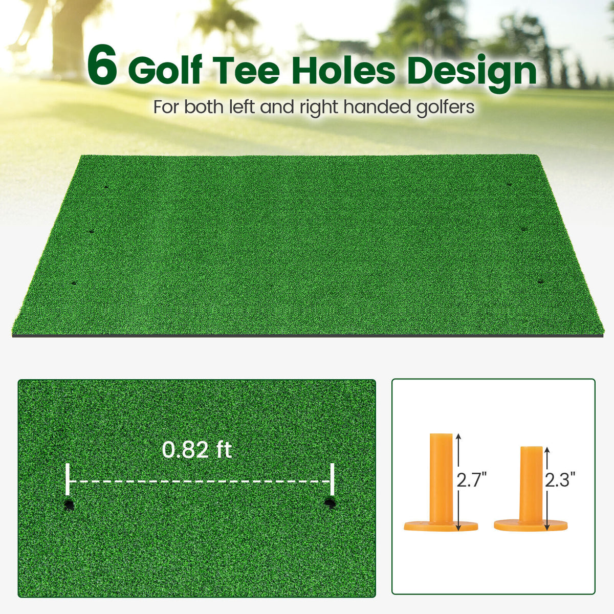 5 x 3 ft Artificial Turf Grass Practice Mat for Indoors and Outdoors-27mm-Golf-DECOROLALA