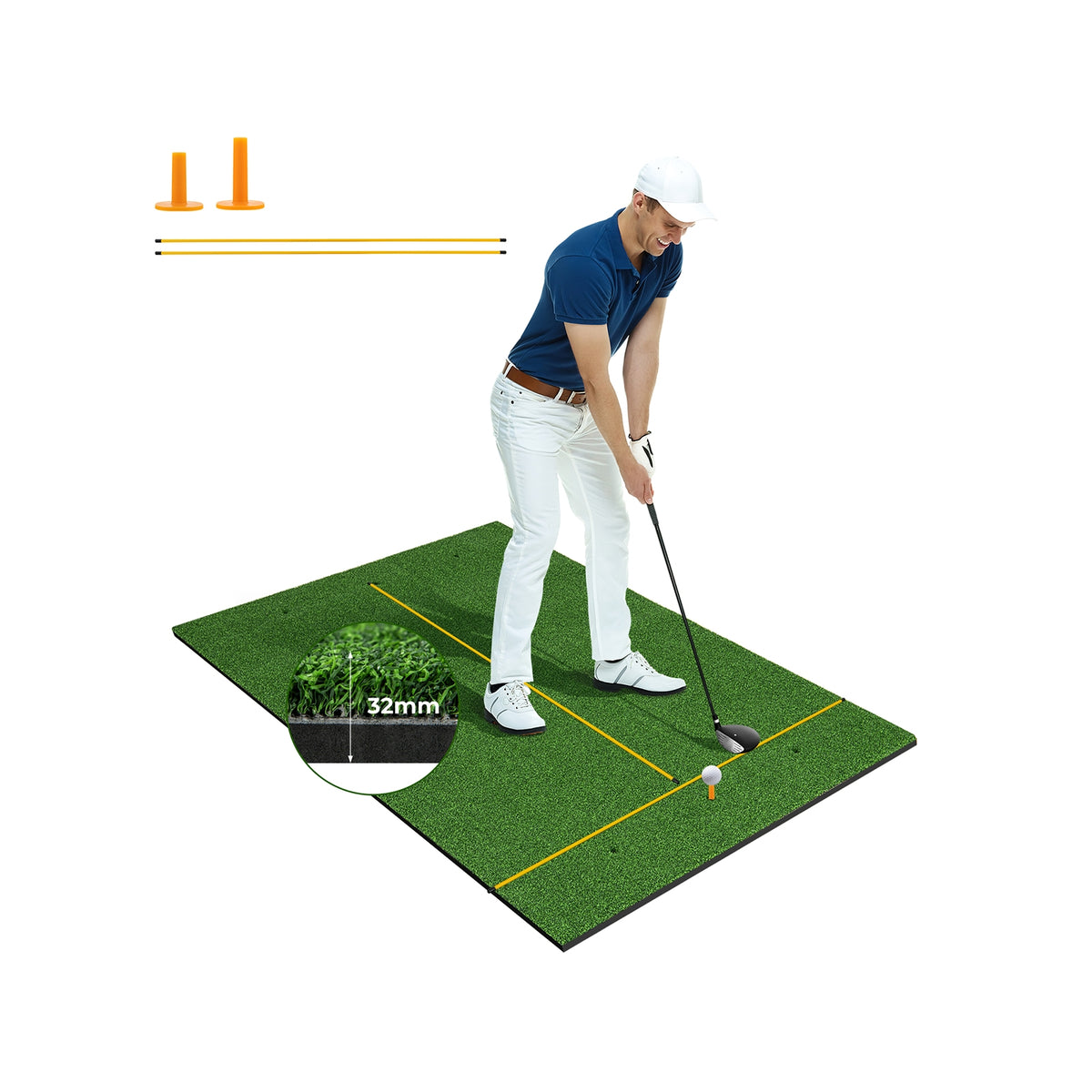 5 x 3 ft Artificial Turf Grass Practice Mat for Indoors and Outdoors-32mm-Golf-DECOROLALA