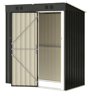 5 x 3 ft Outdoor Storage Shed - Dark Grey Galvanized Steel Metal-Patio & Garden > Lawn & Garden > Sheds-DECOROLALA