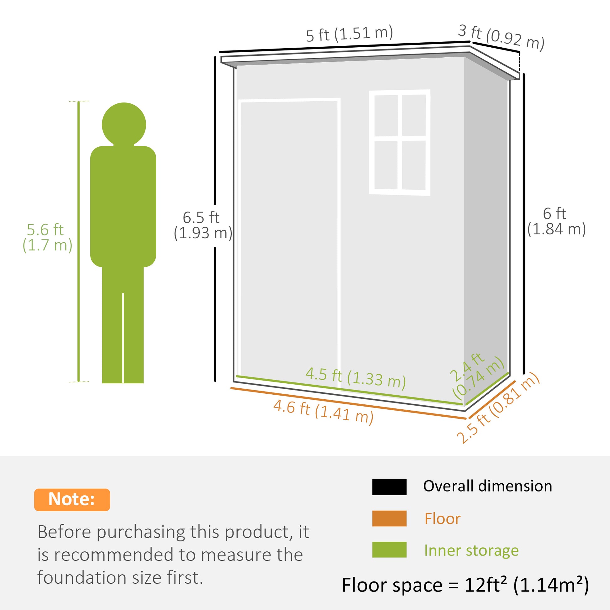5 x 3FT Plastic Garden Storage Shed with Floor - Grey-Patio & Garden > Lawn & Garden > Sheds-DECOROLALA