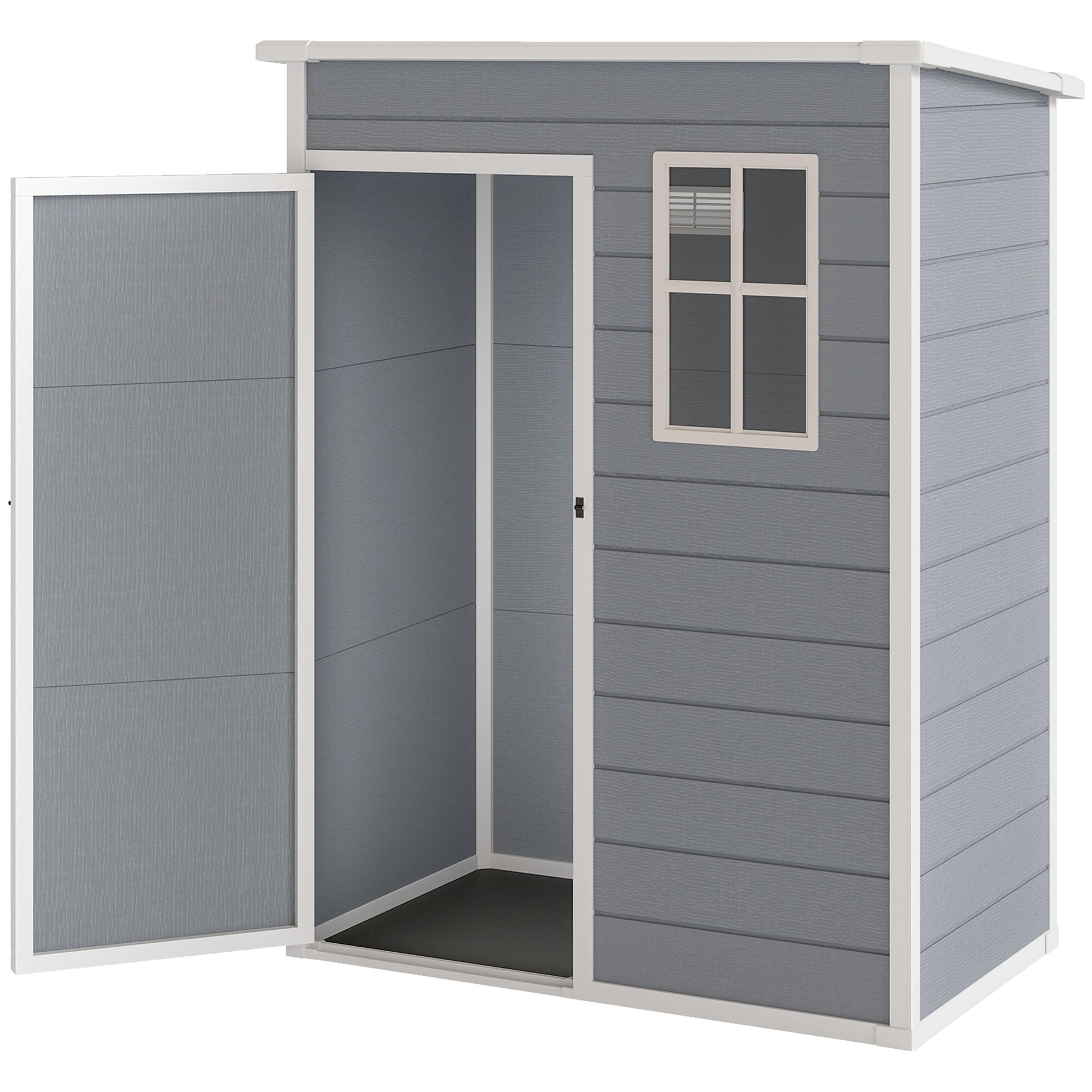 5 x 3FT Plastic Garden Storage Shed with Floor - Grey-Patio & Garden > Lawn & Garden > Sheds-DECOROLALA