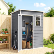 5 x 3FT Plastic Garden Storage Shed with Floor - Grey-Patio & Garden > Lawn & Garden > Sheds-DECOROLALA