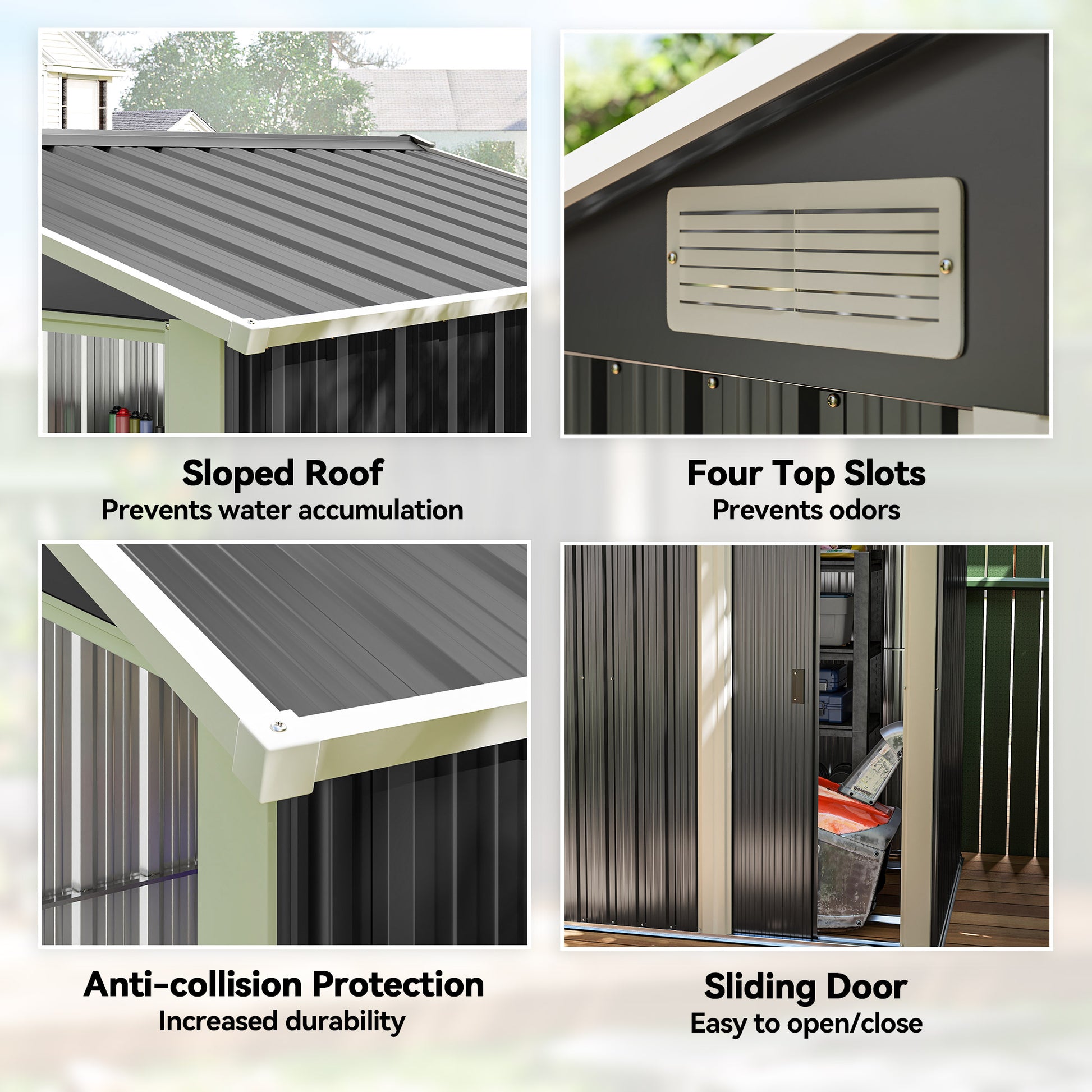 5' x 4' Metal Garden Storage Shed with Foundation - Dark Grey-Patio & Garden > Lawn & Garden > Sheds-DECOROLALA