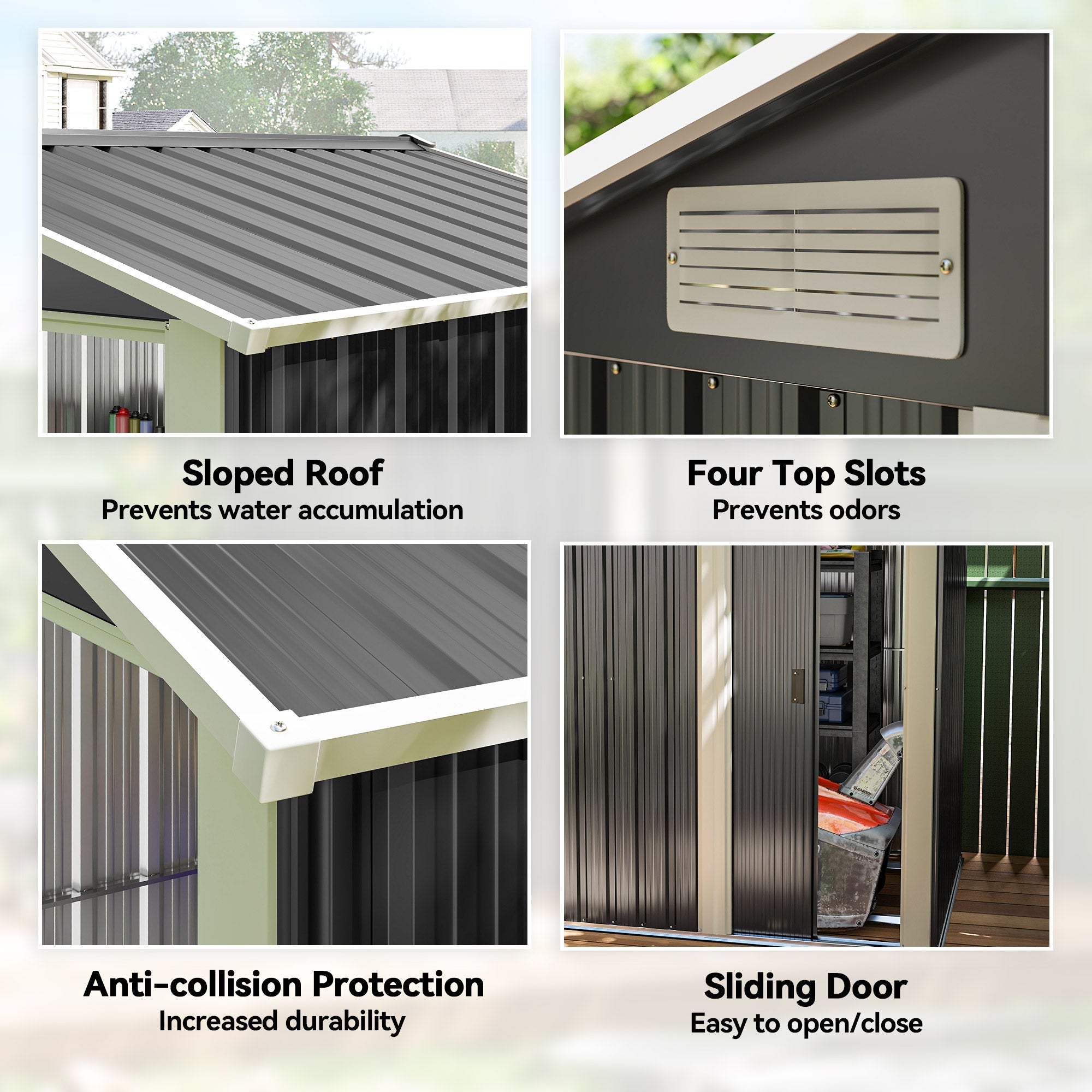 5' x 4' Metal Garden Storage Shed with Foundation - Dark Grey-Patio & Garden > Lawn & Garden > Sheds-DECOROLALA