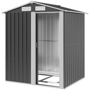 5' x 4' Metal Garden Storage Shed with Foundation - Dark Grey-Patio & Garden > Lawn & Garden > Sheds-DECOROLALA