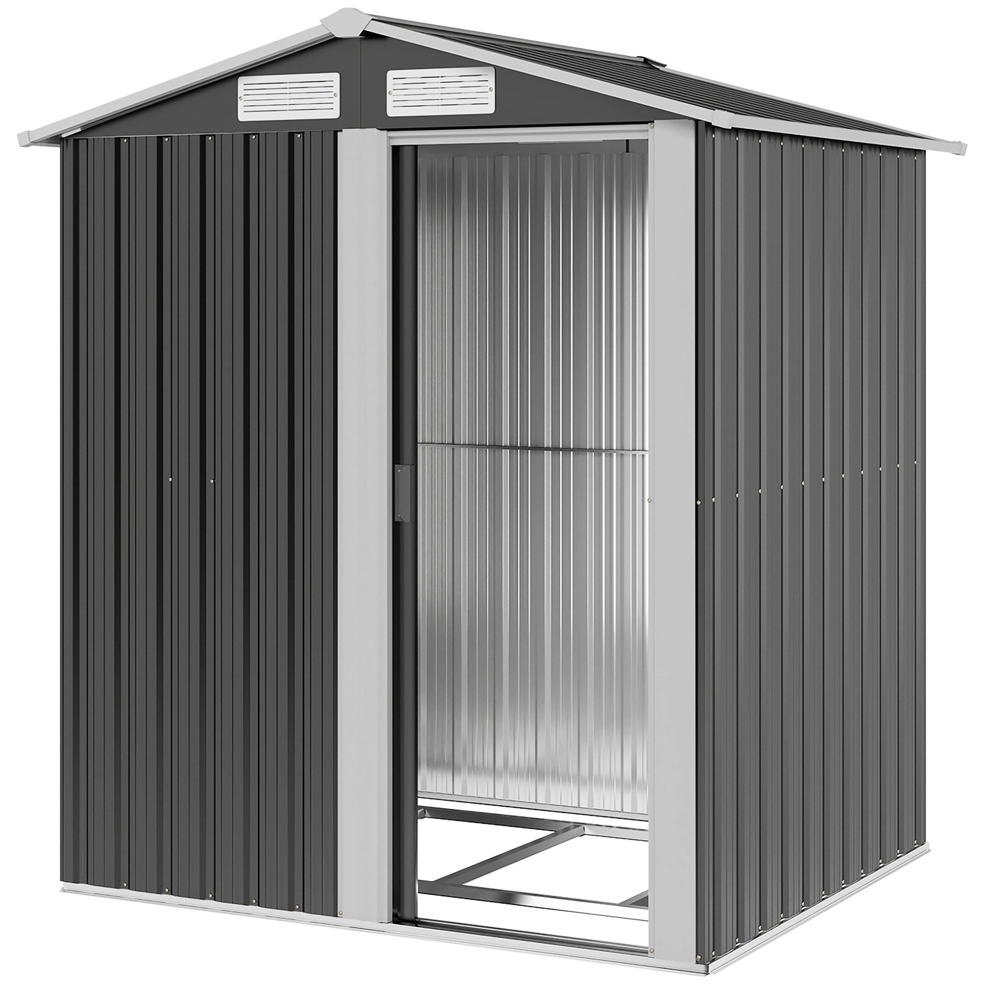 5' x 4' Metal Garden Storage Shed with Foundation - Dark Grey-Patio & Garden > Lawn & Garden > Sheds-DECOROLALA