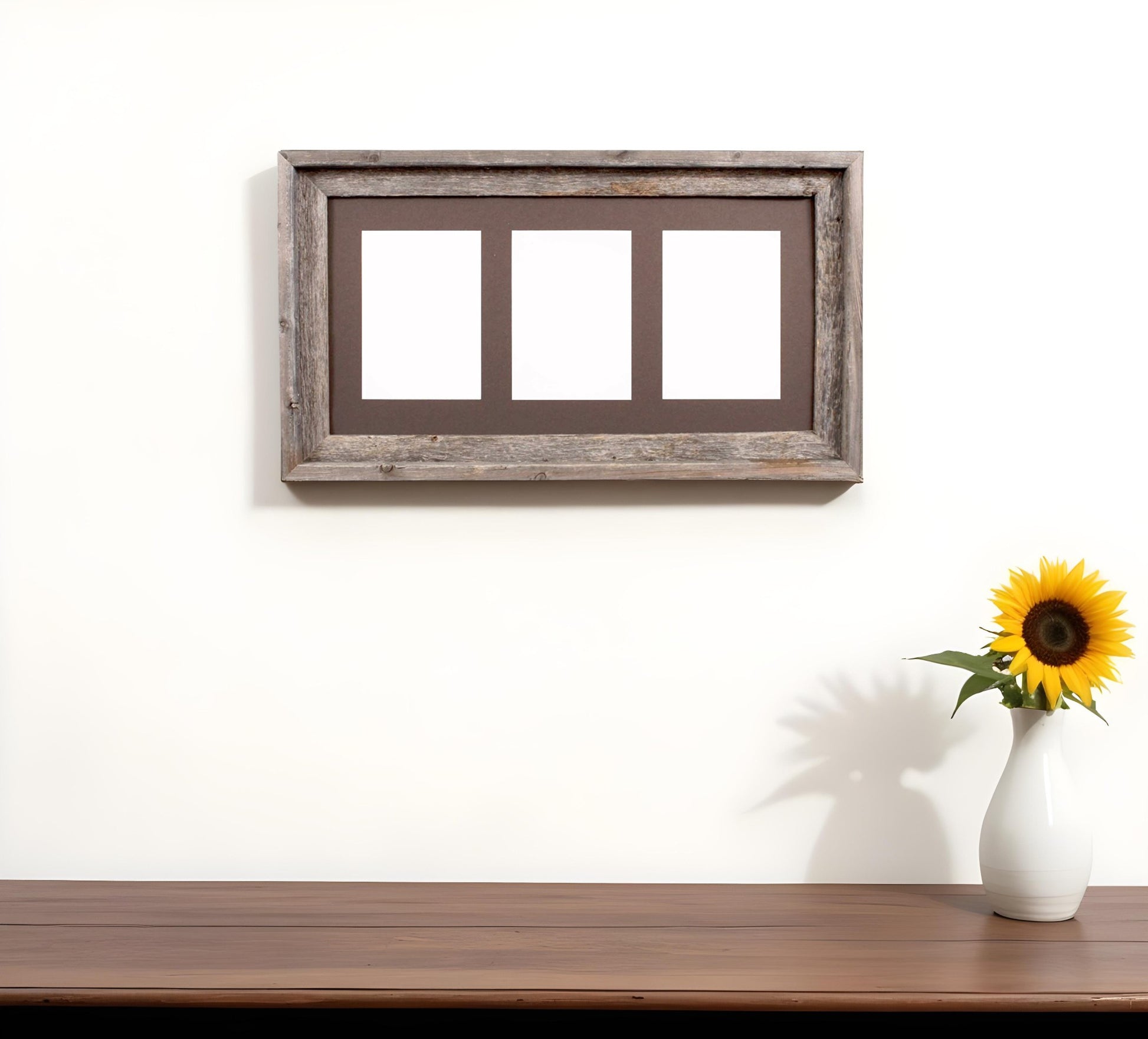 5" x 7" Gray Solid Wood Hanging Picture Frame with Mat-Picture Frames-DECOROLALA