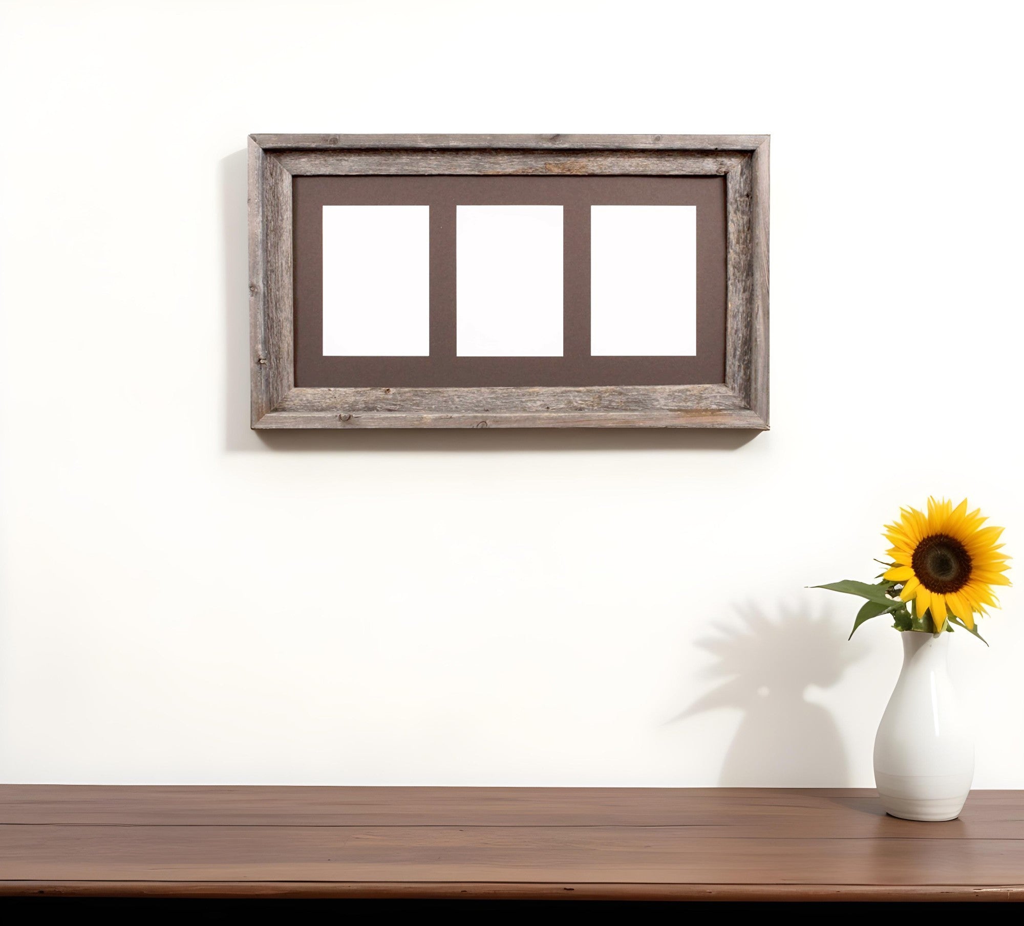 5" x 7" Gray Solid Wood Hanging Picture Frame with Mat-Picture Frames-DECOROLALA