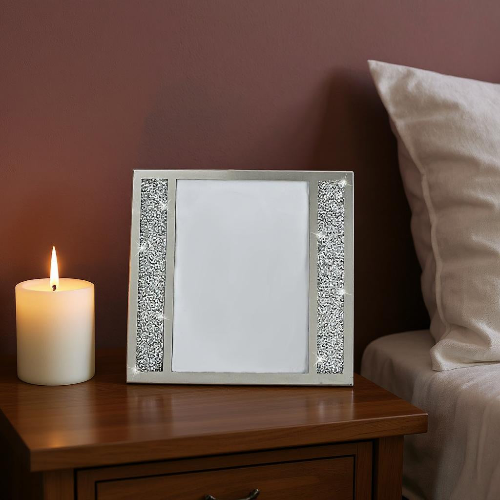 5" x 7" Silver Crystal Tabletop Picture Frame-Picture Frames-DECOROLALA