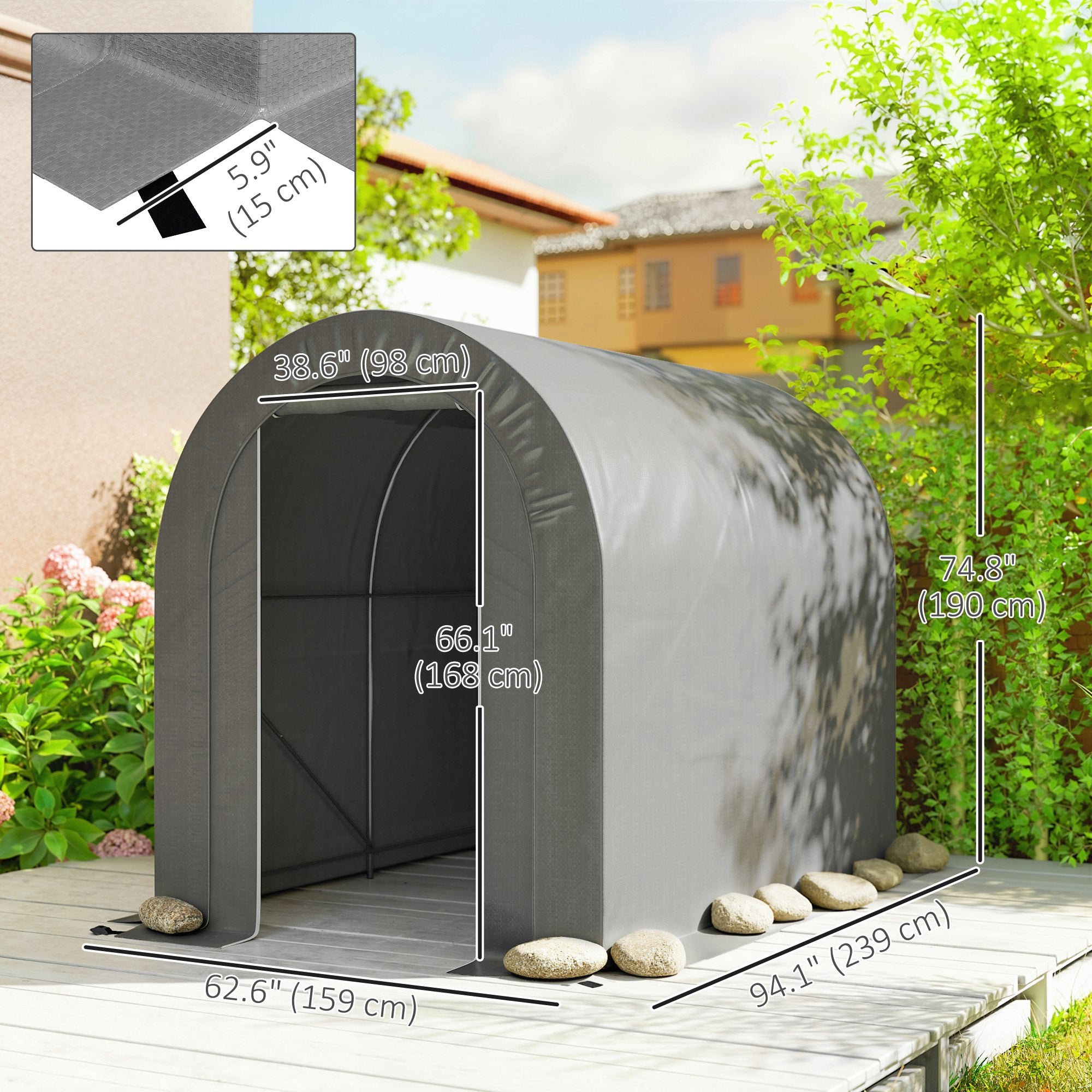 5' x 8' Outdoor Storage Shed - Light Grey Steel Tent-Patio & Garden > Lawn & Garden > Sheds-DECOROLALA
