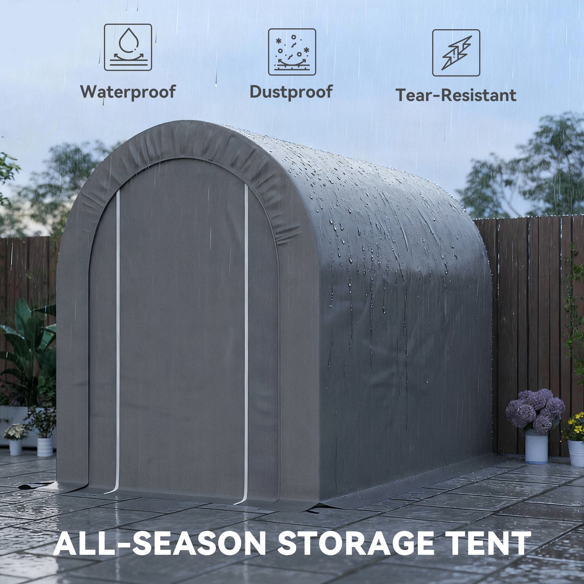 5' x 8' Outdoor Storage Shed - Light Grey Steel Tent-Patio & Garden > Lawn & Garden > Sheds-DECOROLALA
