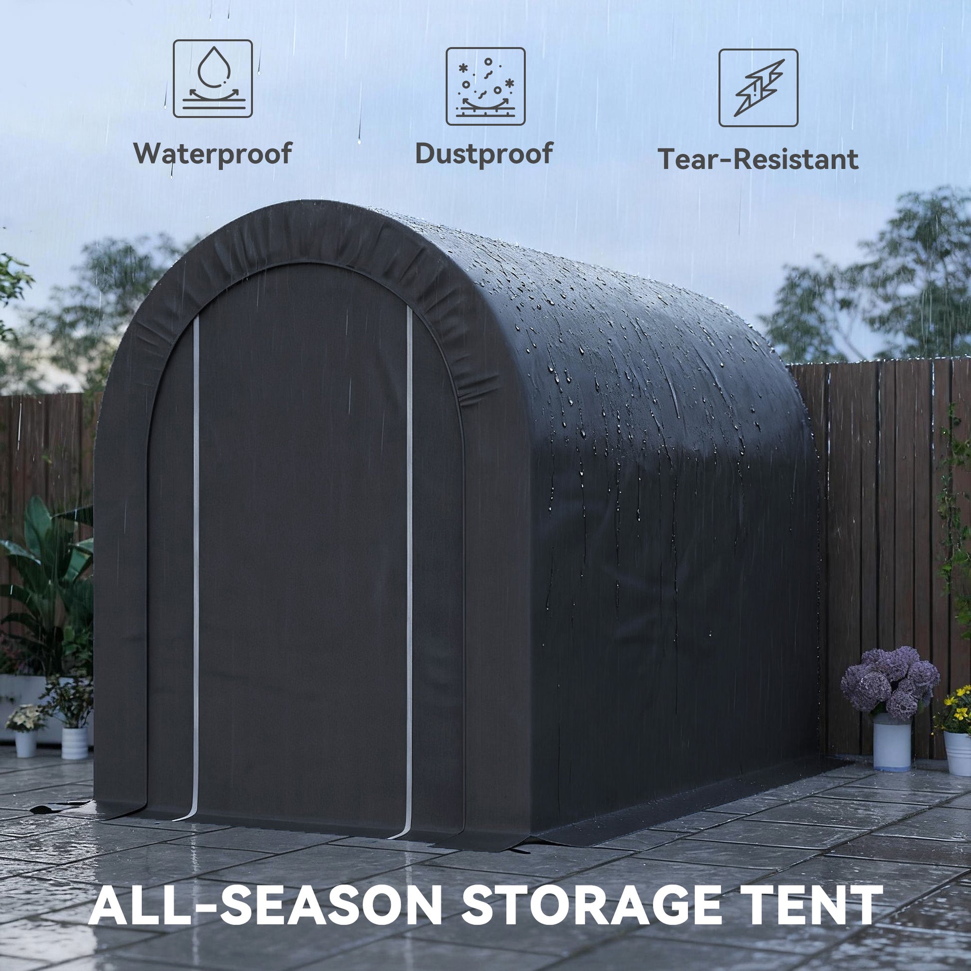 5' x 8' Outdoor Storage Shed Tent - Black Steel PE Tarp-Patio & Garden > Lawn & Garden > Sheds > Portable Shed-DECOROLALA
