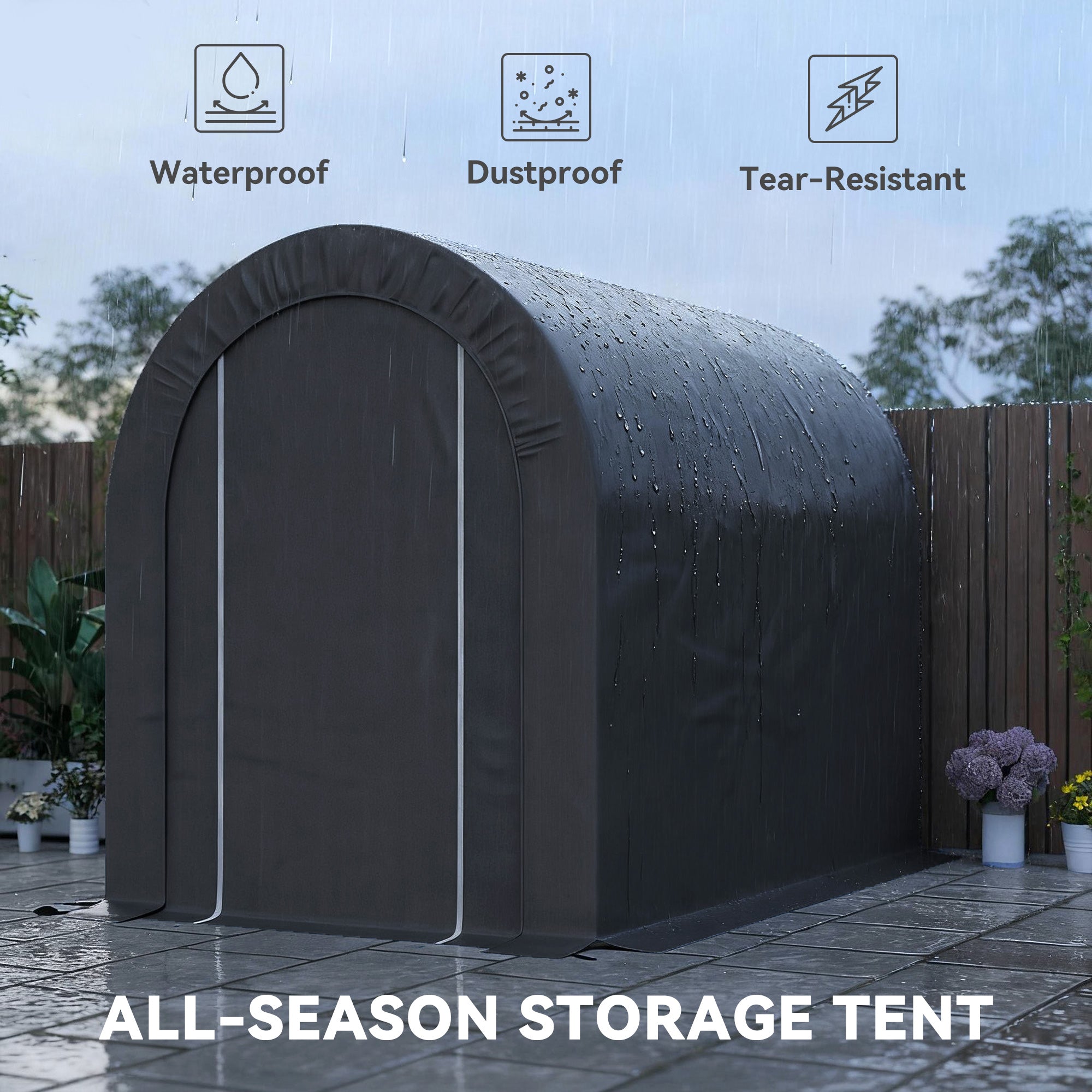 5' x 8' Outdoor Storage Shed Tent - Black Steel PE Tarp-Patio & Garden > Lawn & Garden > Sheds > Portable Shed-DECOROLALA