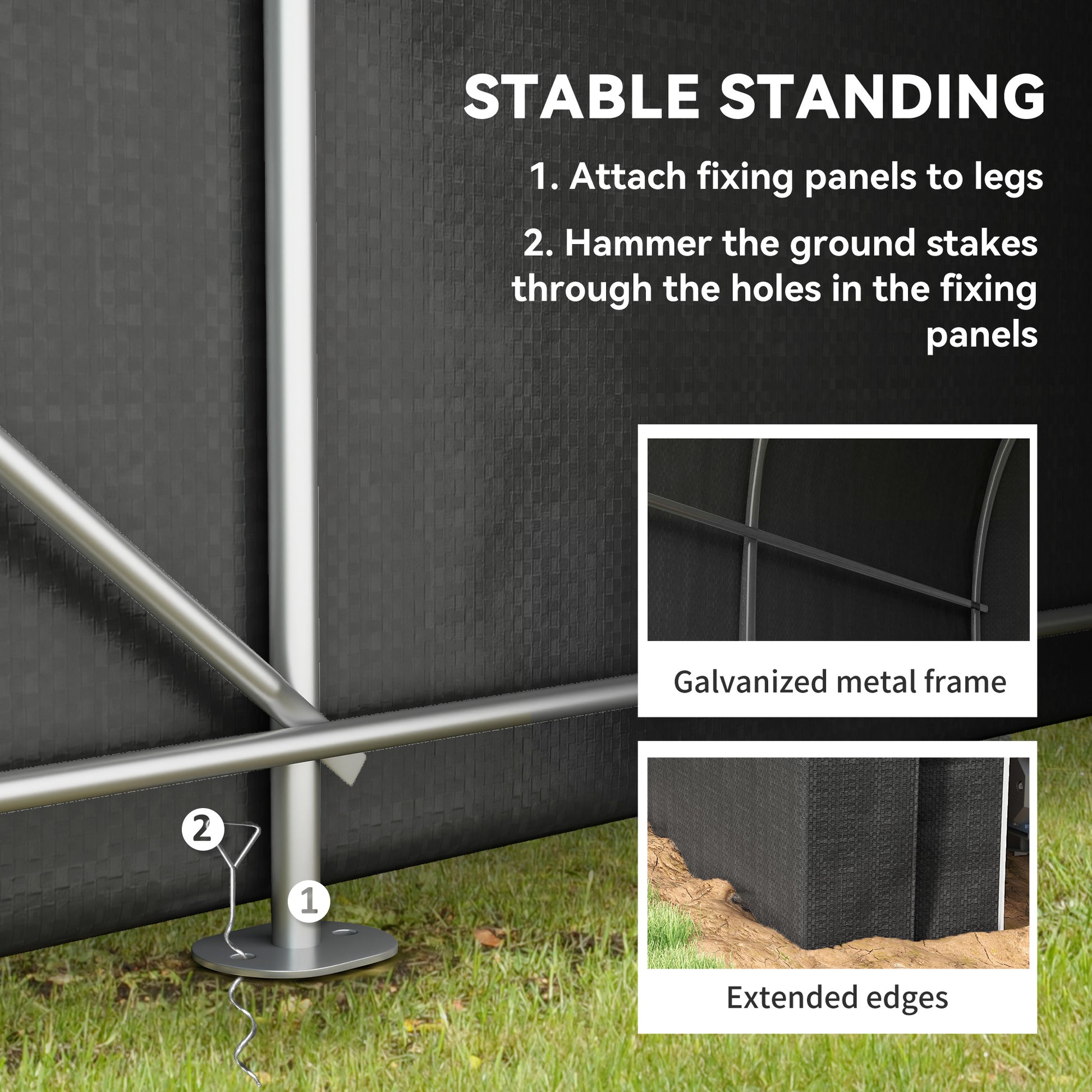 5' x 8' Outdoor Storage Shed Tent - Black Steel PE Tarp-Patio & Garden > Lawn & Garden > Sheds > Portable Shed-DECOROLALA