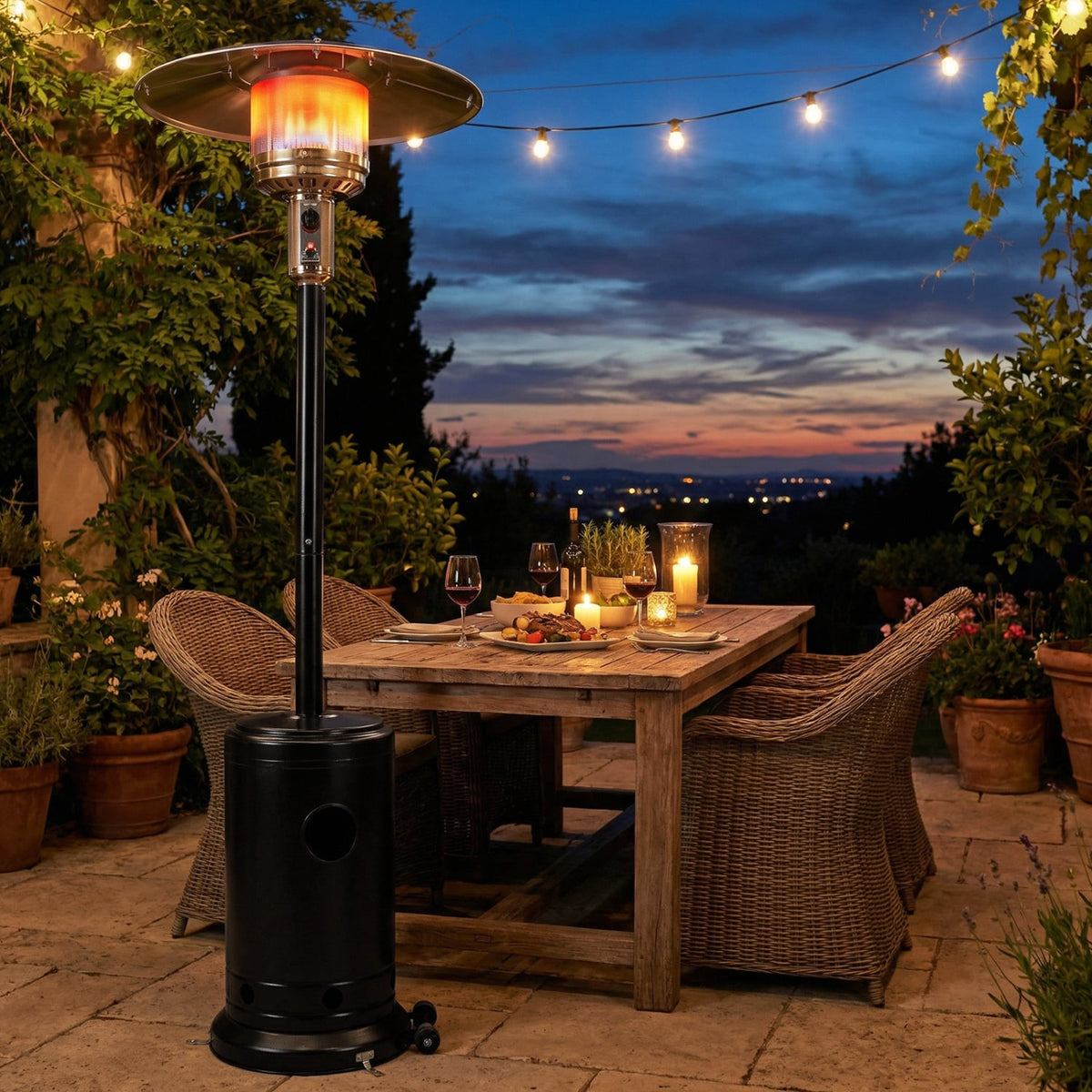 50 000 BTU Patio Propane Gas Heater with Stainless Steel Burner-Black-Patio Heaters-DECOROLALA