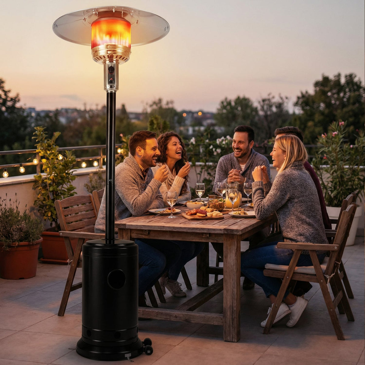 50 000 BTU Patio Propane Gas Heater with Stainless Steel Burner-Black-Patio Heaters-DECOROLALA