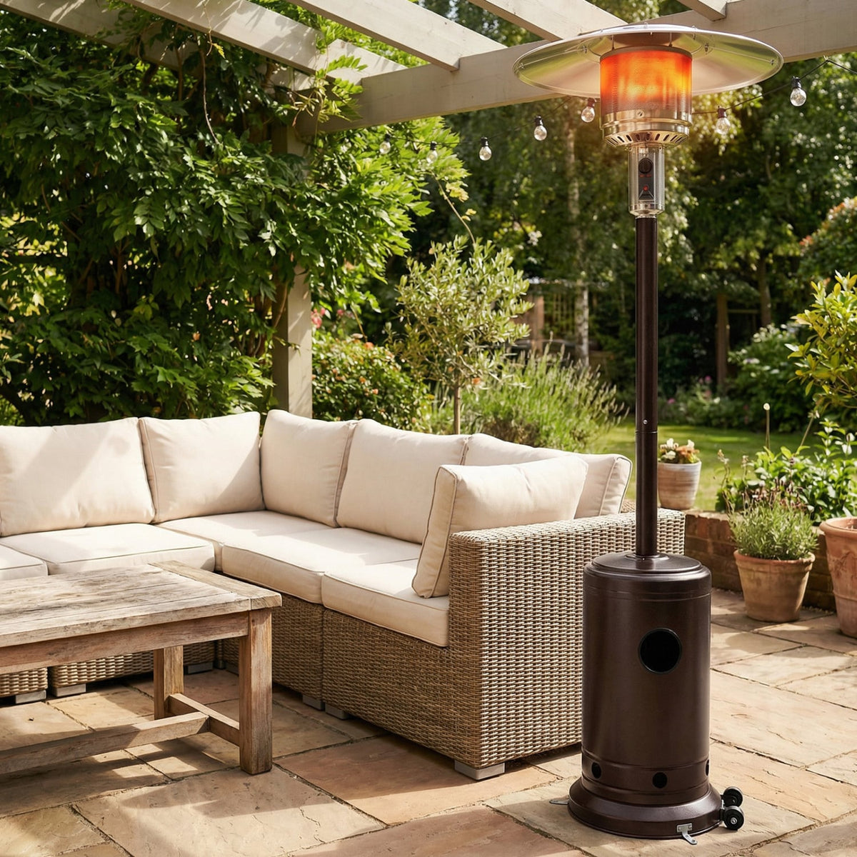 50 000 BTU Patio Propane Gas Heater with Stainless Steel Burner-Bronze-Patio Heaters-DECOROLALA