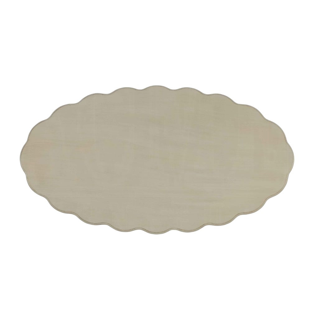 50" Antiqued White Solid Wood Oval Distressed Coffee Table-Coffee Tables-DECOROLALA