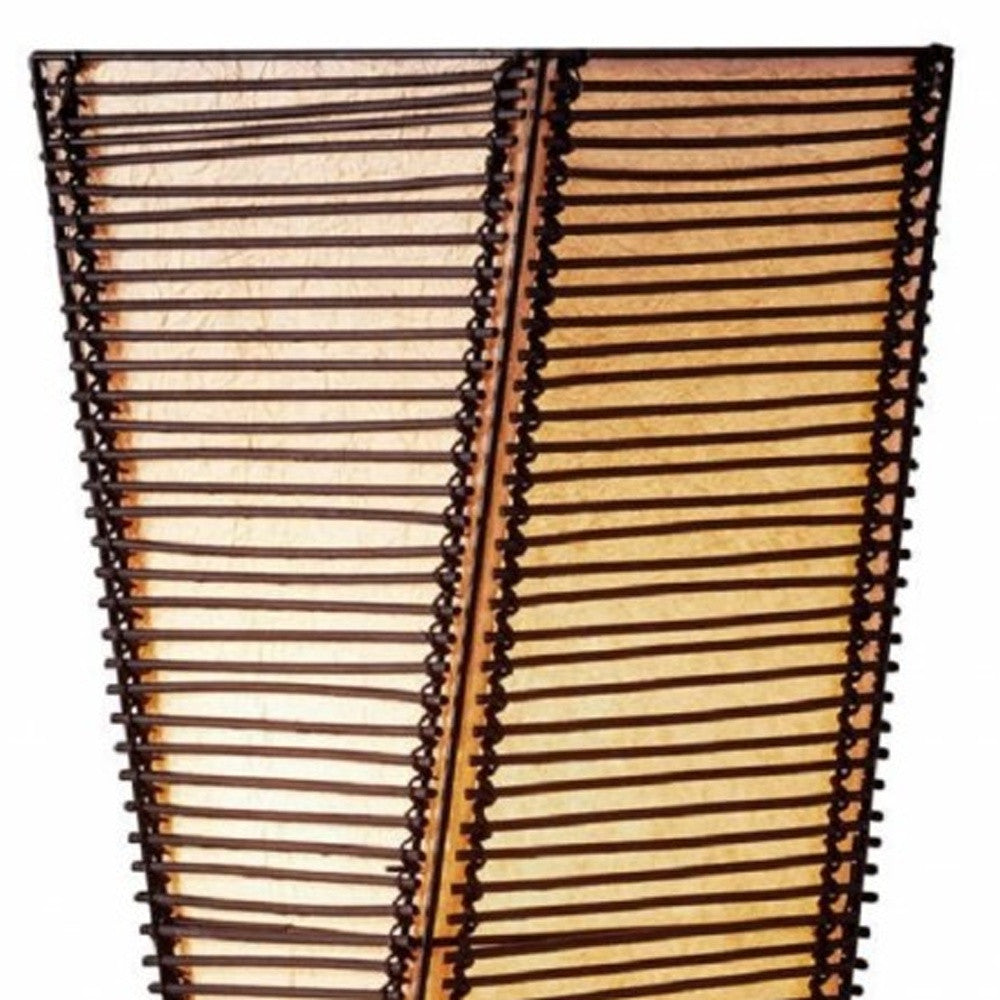 50" Black Floor Lamp With Black and Tan Twisted Cylinder Shade-Floor Lamps-DECOROLALA