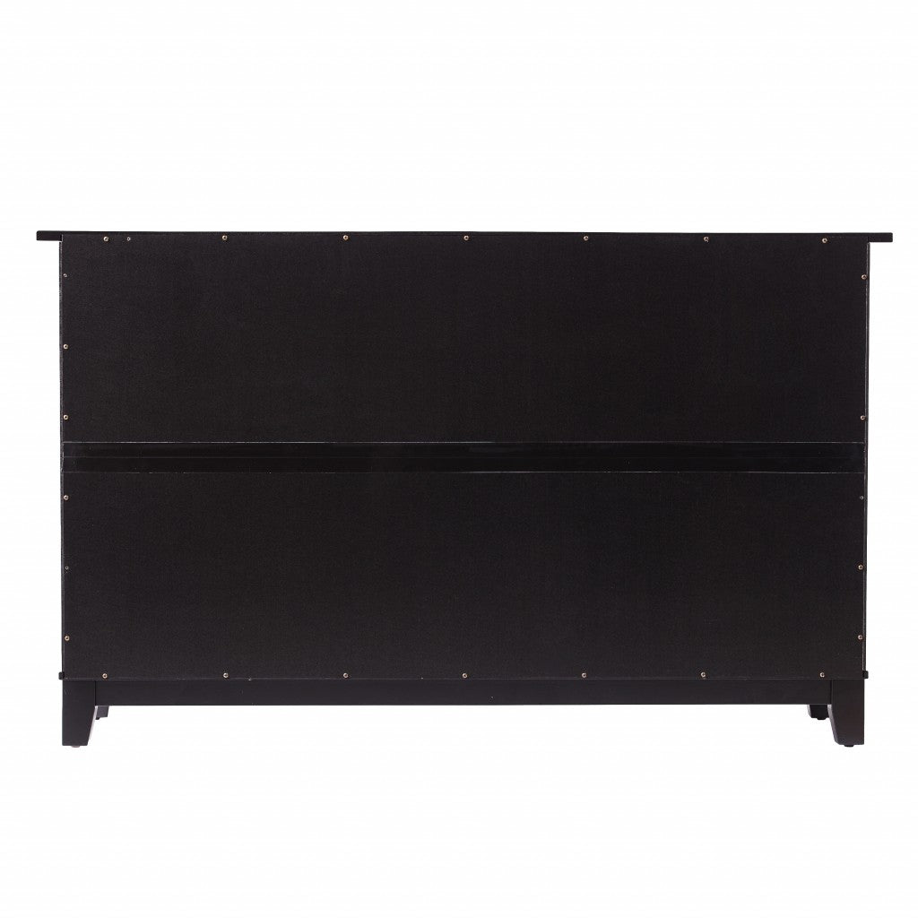 50" Black Solid Wood Two Drawer Sideboard-Sideboards-DECOROLALA