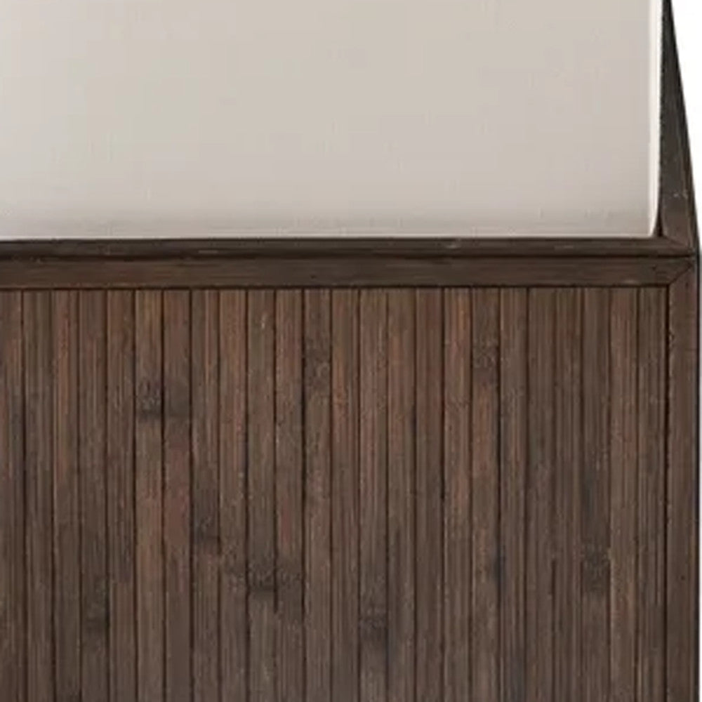 50" Brown And White Rattan Two Light Column Floor Lamp With White Fabric Shade-Floor Lamps-DECOROLALA