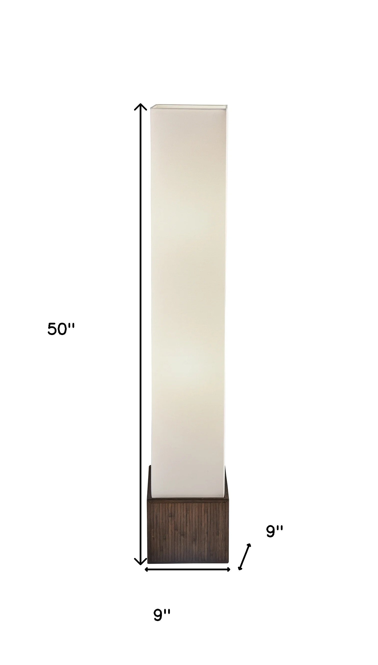 50" Brown And White Rattan Two Light Column Floor Lamp With White Fabric Shade-Floor Lamps-DECOROLALA