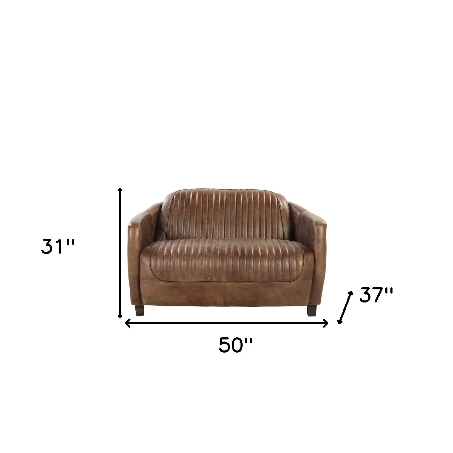 50" Brown Leather Loveseat-Love Seats-DECOROLALA