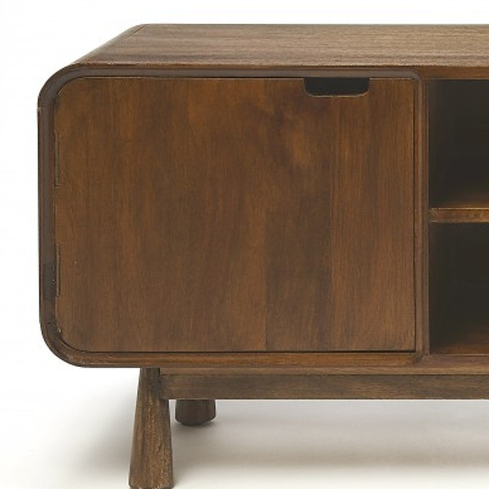 50" Brown Solid Wood Enclosed and Open Storage TV Stand-TV Stands-DECOROLALA