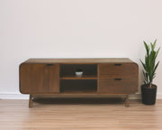 50" Brown Solid Wood Enclosed and Open Storage TV Stand-TV Stands-DECOROLALA