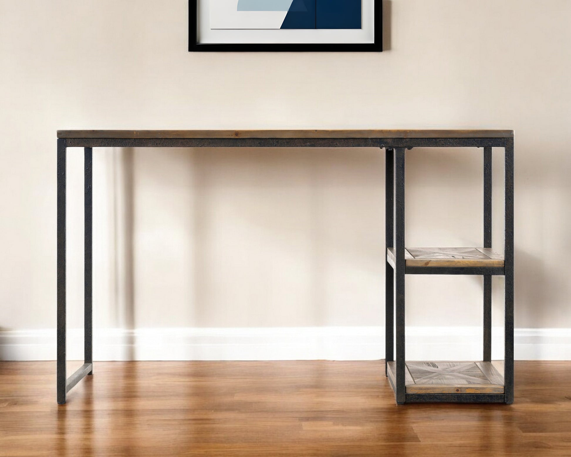 50" Brown and Black Solid Wood Writing Desk-Desks-DECOROLALA