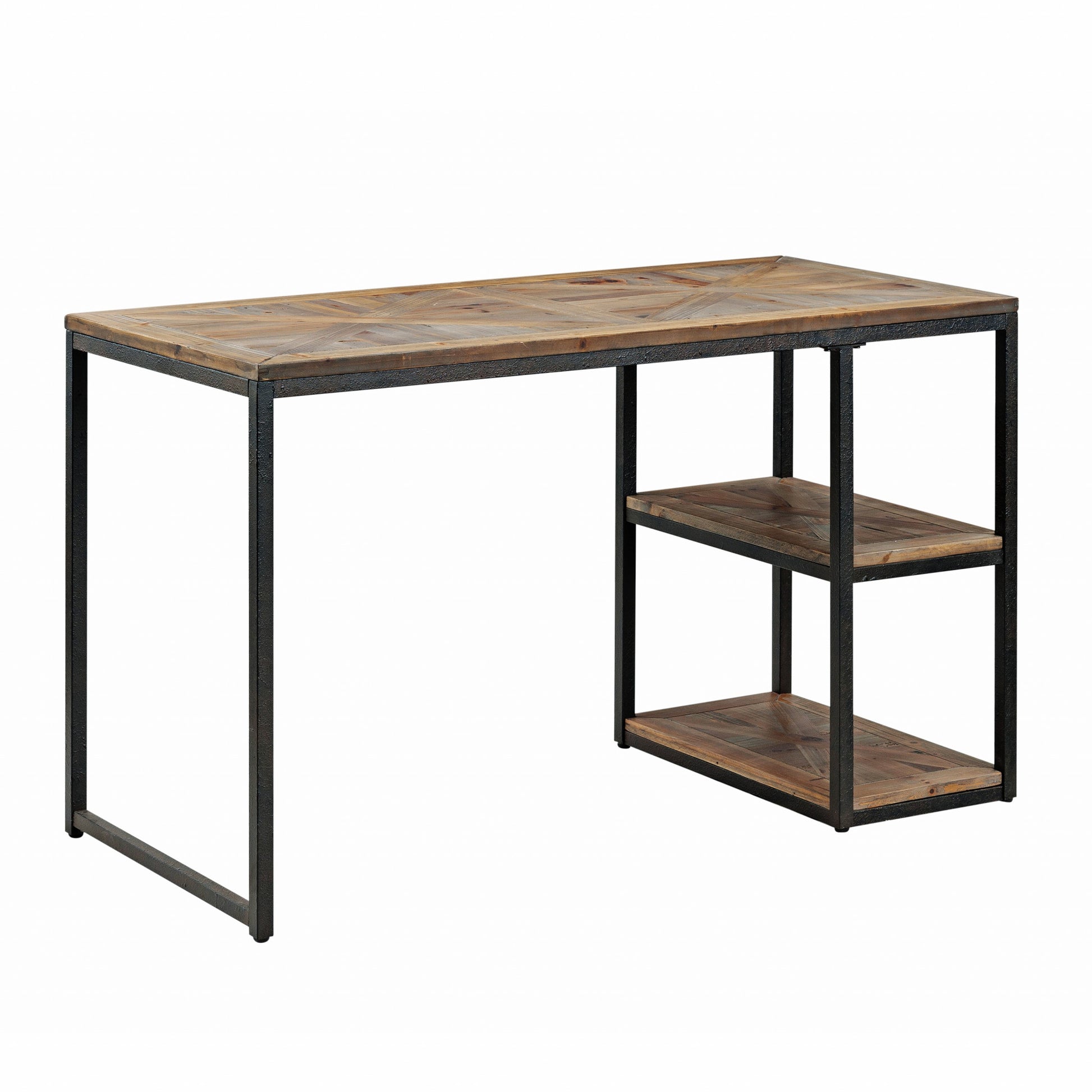 50" Brown and Black Solid Wood Writing Desk-Desks-DECOROLALA